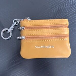Save the girls mustard yellow key change and card purse